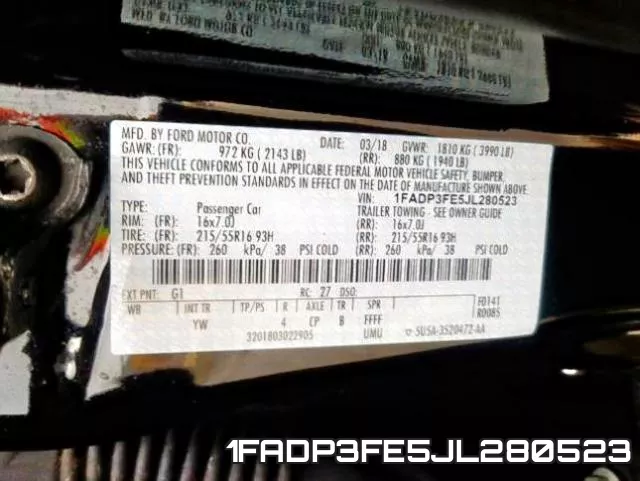 1FADP3FE5JL280523 фото 2