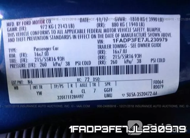 1FADP3FE7JL230979 фото 10