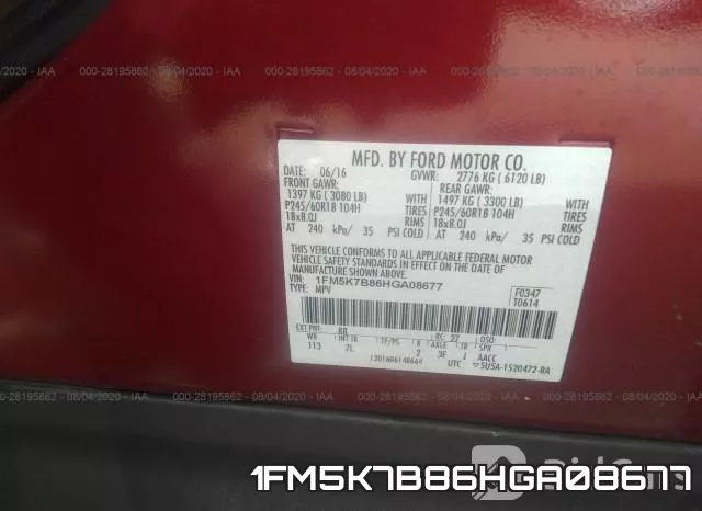 1FM5K7B86HGA08677 фото 10