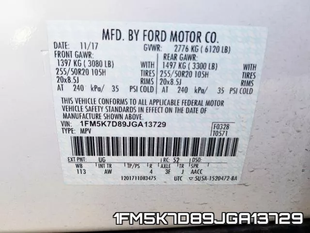 1FM5K7D89JGA13729 фото 2