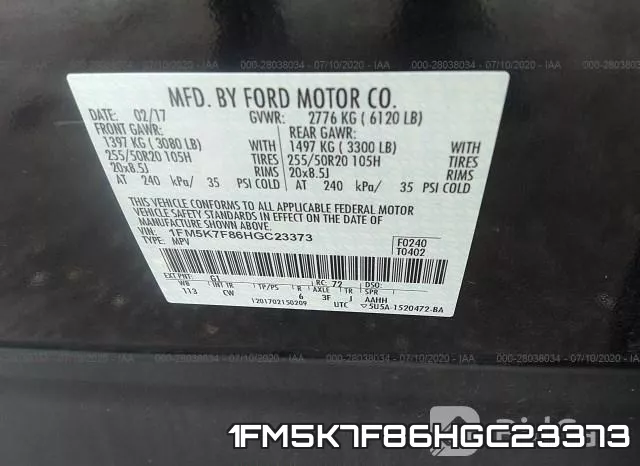 1FM5K7F86HGC23373 фото 10