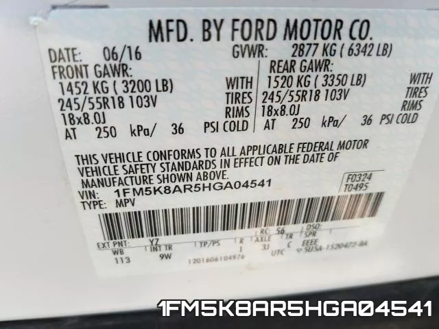 1FM5K8AR5HGA04541 фото 2