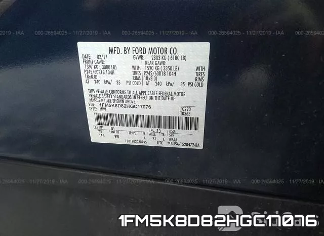 1FM5K8D82HGC17076 фото 10