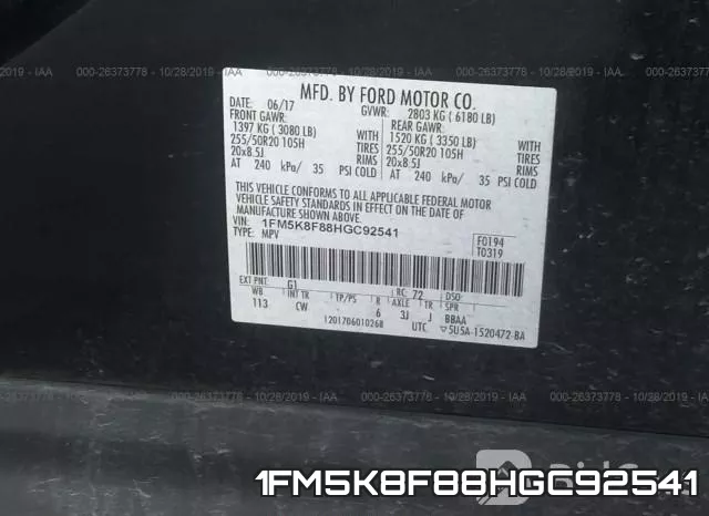 1FM5K8F88HGC92541 фото 10
