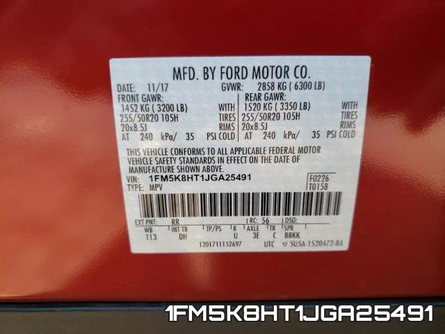 1FM5K8HT1JGA25491 фото 2