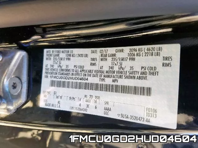 1FMCU0GD2HUD04604 фото 2