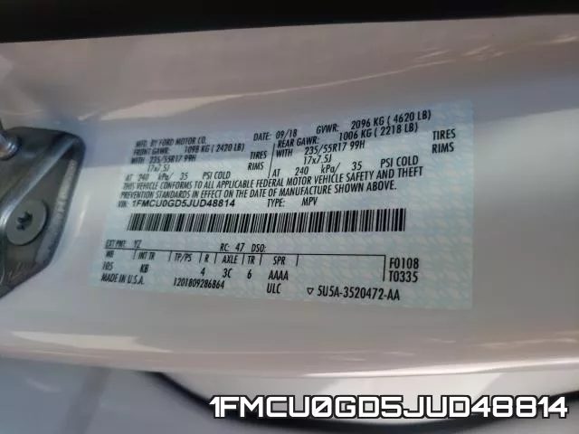 1FMCU0GD5JUD48814 фото 2