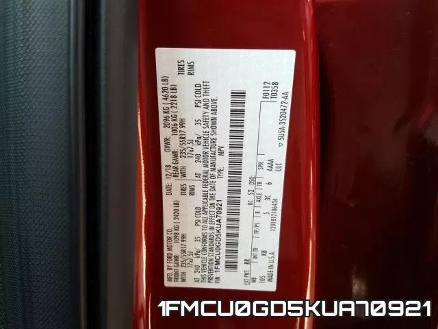 1FMCU0GD5KUA70921 фото 2