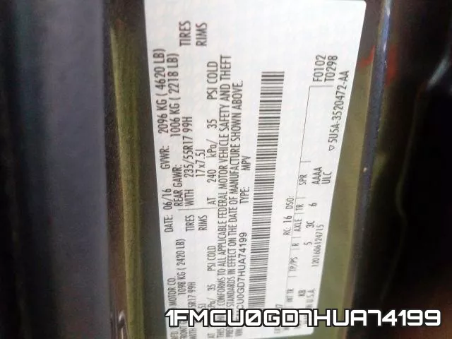 1FMCU0GD7HUA74199 фото 2