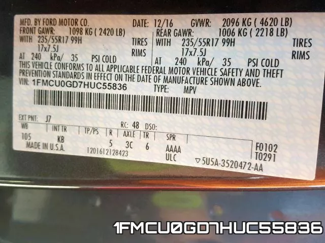 1FMCU0GD7HUC55836 фото 2