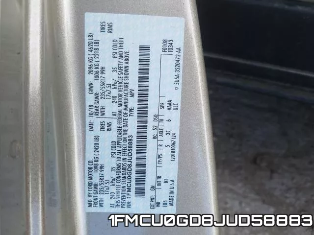 1FMCU0GD8JUD58883 фото 2