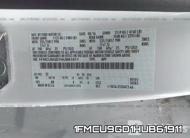 1FMCU9GD1HUB61911 фото 10
