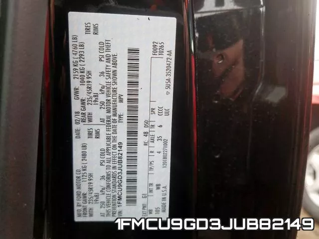1FMCU9GD3JUB82149 фото 2