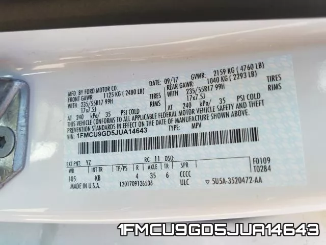 1FMCU9GD5JUA14643 фото 2