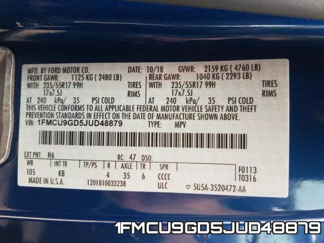 1FMCU9GD5JUD48879 фото 2