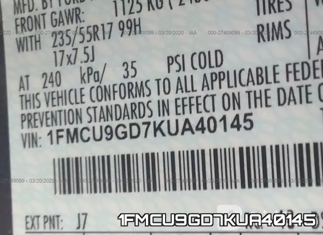 1FMCU9GD7KUA40145 фото 10