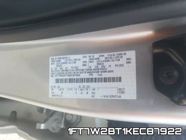 1FT7W2BT1KEC87922 фото 2