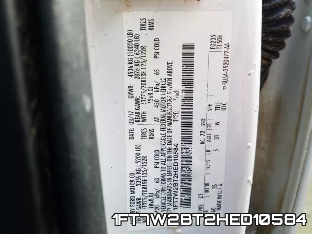 1FT7W2BT2HED10584 фото 2