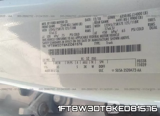 1FT8W3DT8KED81576 фото 10