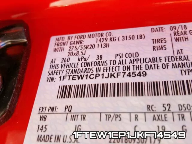 1FTEW1CP1JKF74549 фото 2