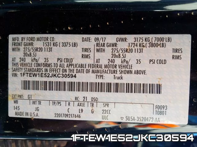 1FTEW1E52JKC30594 фото 2