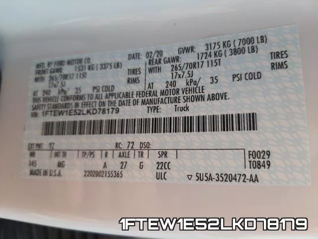 1FTEW1E52LKD78179 фото 2