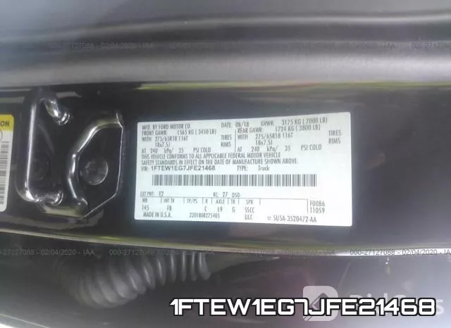 1FTEW1EG7JFE21468 фото 10