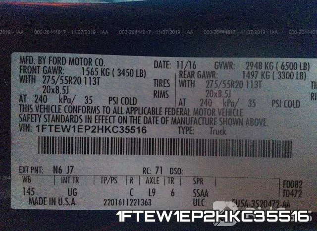 1FTEW1EP2HKC35516 фото 10