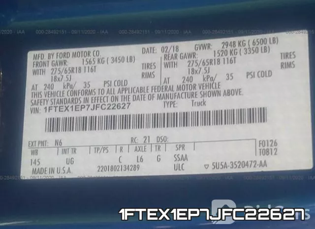 1FTEX1EP7JFC22627 фото 10