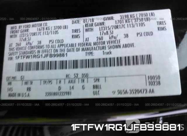 1FTFW1RG1JFB99881 фото 10