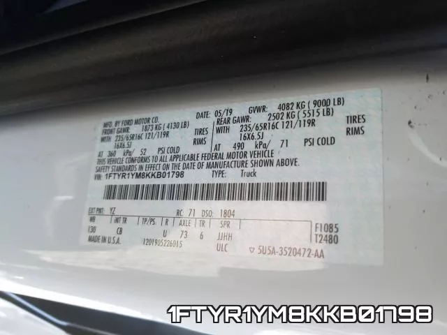 1FTYR1YM8KKB01798 фото 2