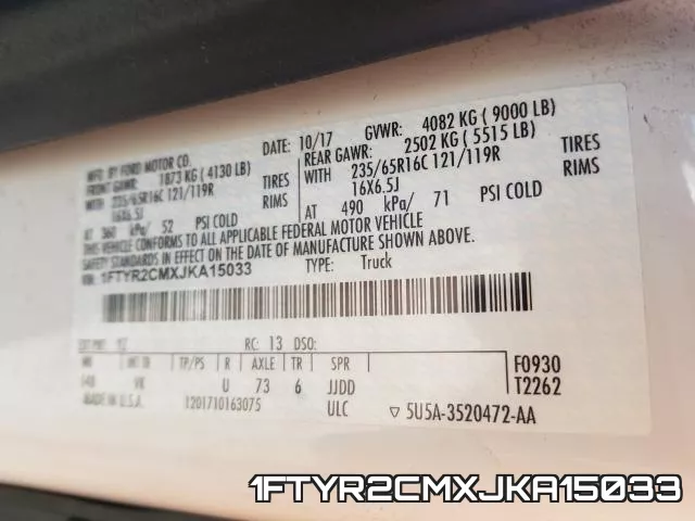 1FTYR2CMXJKA15033 фото 2