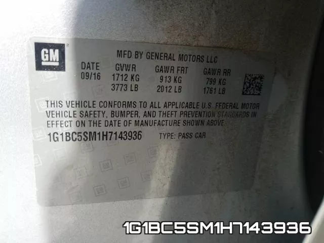 1G1BC5SM1H7143936 фото 2