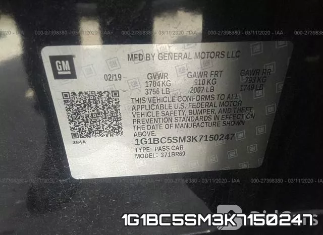1G1BC5SM3K7150247 фото 10