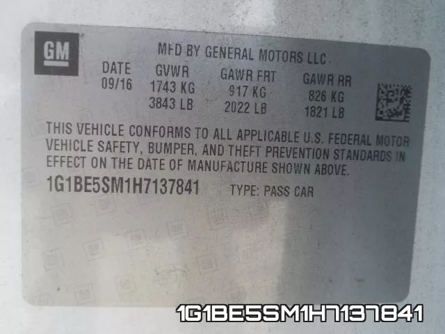 1G1BE5SM1H7137841 фото 2