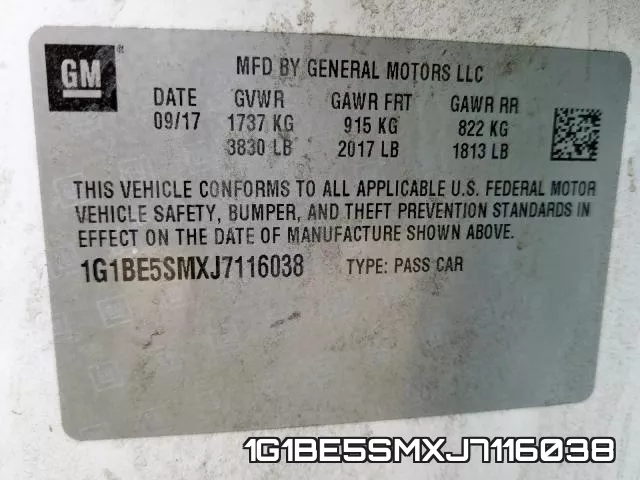 1G1BE5SMXJ7116038 фото 2