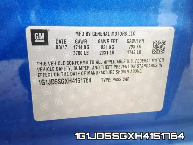 1G1JD5SGXH4151764 фото 2