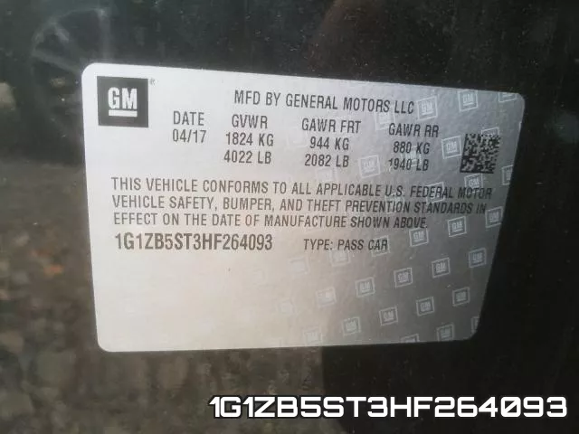 1G1ZB5ST3HF264093 фото 2
