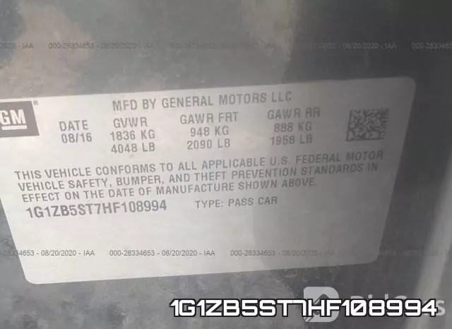 1G1ZB5ST7HF108994 фото 10