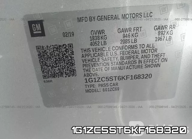 1G1ZC5ST6KF168320 фото 10