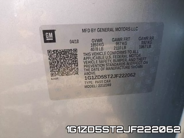 1G1ZD5ST2JF222062 фото 2