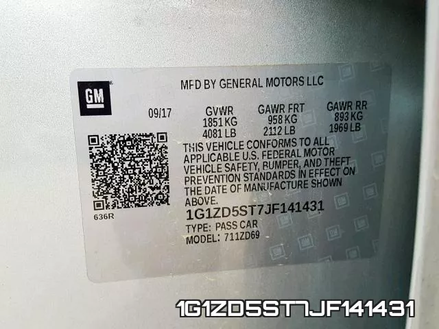 1G1ZD5ST7JF141431 фото 2
