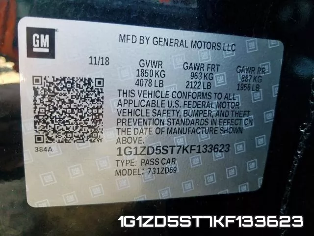 1G1ZD5ST7KF133623 фото 2