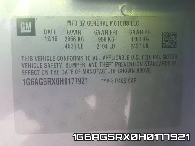 1G6AG5RX0H0177921 фото 2