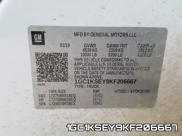 1GC1KSEY9KF206667 фото 2
