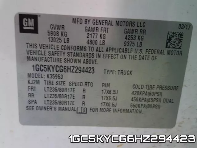 1GC5KYCG6HZ294423 фото 2