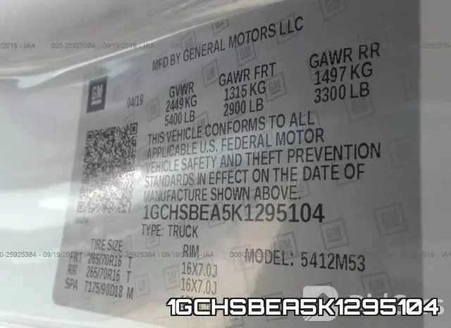1GCHSBEA5K1295104 фото 10