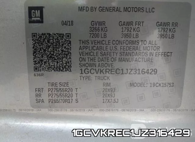 1GCVKREC1JZ316429 фото 10