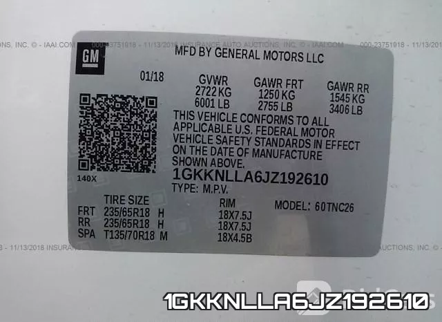 1GKKNLLA6JZ192610 фото 10