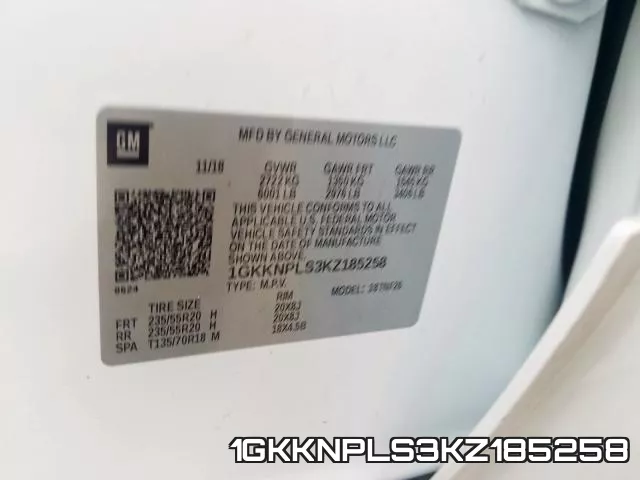 1GKKNPLS3KZ185258 фото 2